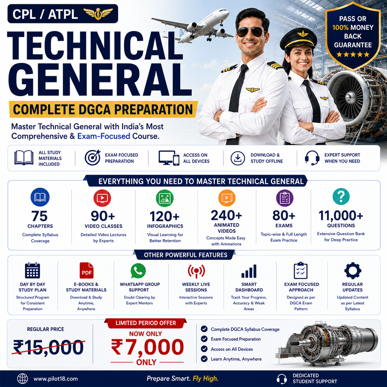 Technical General Pack – Complete DGCA Preparation | 11,000+ Questions | 75 Chapters | 18 Months Access