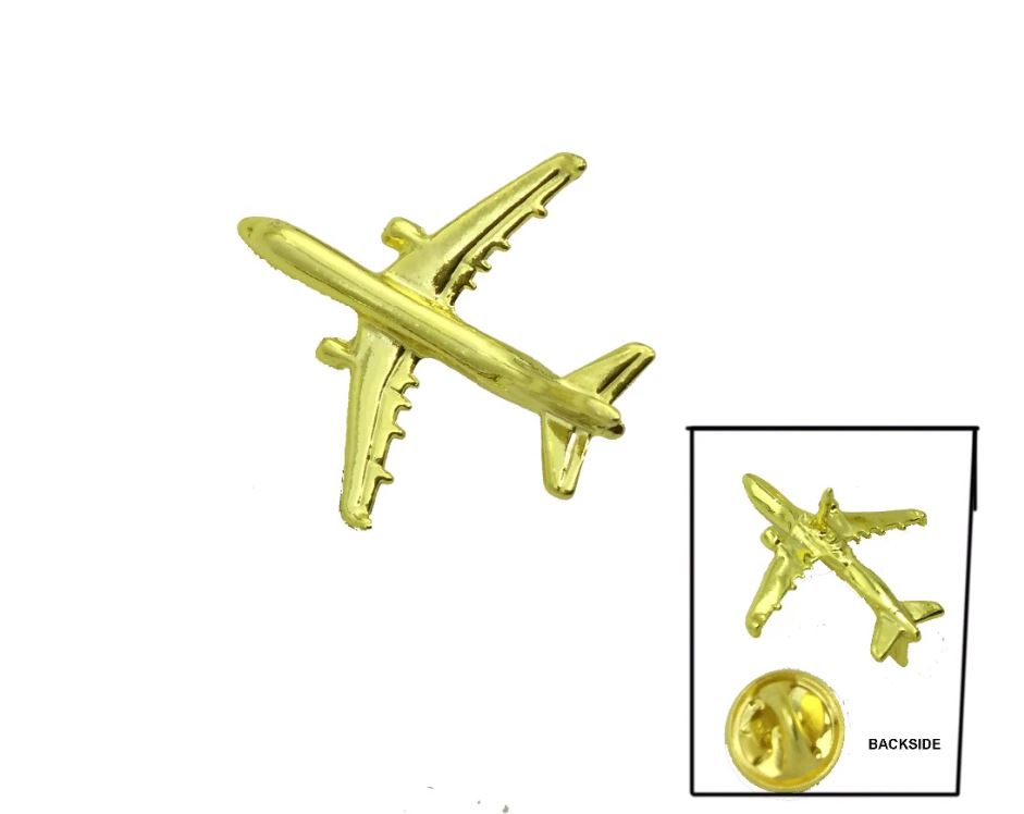 737 gold aircraft shaped lapel pin brooch for pilots and crew