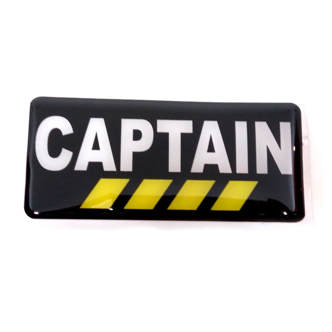 Captain 4 black bottom long 4 inch 3d flexible scratch proof car sticker for pilots and aviation people (set of 2)