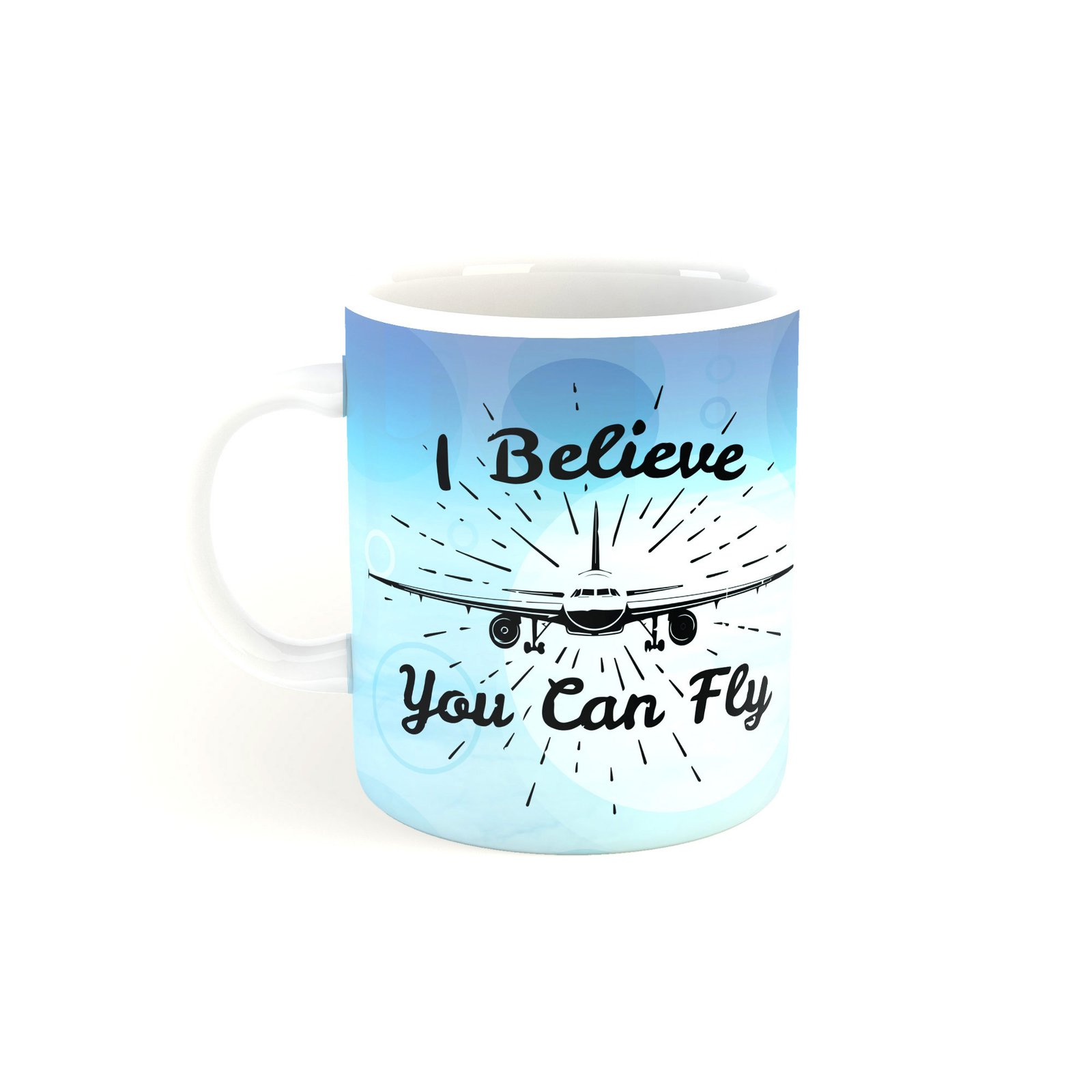 I beleive we can fly premium aviation theme mug for pilots and crew