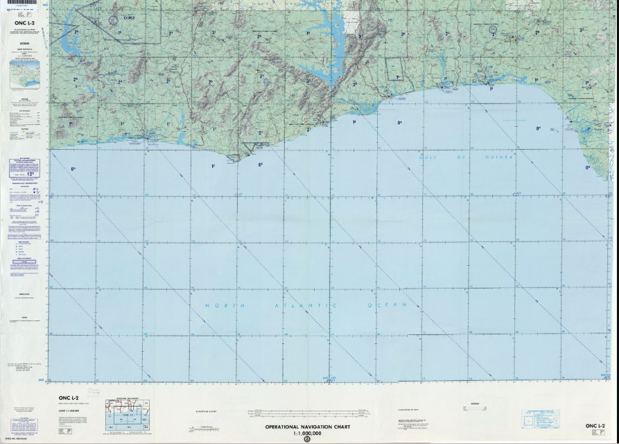 ONC L-2 Benin; Ghana; Ivory Coast; Nigeria; Togo Vinyl washable 1:1,000,000 scale (not for navigational use)