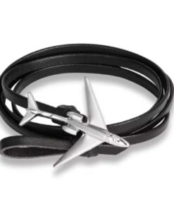 Silver Airplane Thread Bracelet -Black color| Multi-Color Washable, Fade-Proof Threads with Airplane Clasp | Gift for Pilots & Aviation Lovers