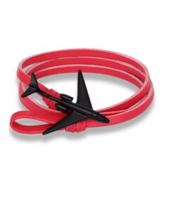Metal Airplane Thread Bracelet -Red color| Multi-Color Washable, Fade-Proof Threads with Airplane Clasp | Gift for Pilots & Aviation Lovers