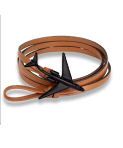 Metal Airplane Thread Bracelet -Brown color| Multi-Color Washable, Fade-Proof Threads with Airplane Clasp | Gift for Pilots & Aviation Lovers