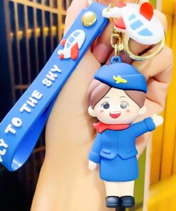 Aviation Theme Silicone Pilot Keychain blue | Travel Key Holder | Perfect Gift for Pilots & Kids
