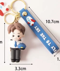 Alternative view of Aviation Theme Silicone Pilot Keychain blue | Travel Key Holder | Perfect Gift for Pilots & Kids